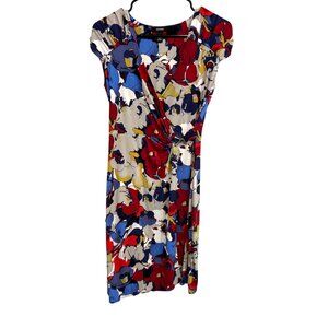 Alfani Multicolor Floral Cap Sleeve Dress Side Knot Detail Sz XS